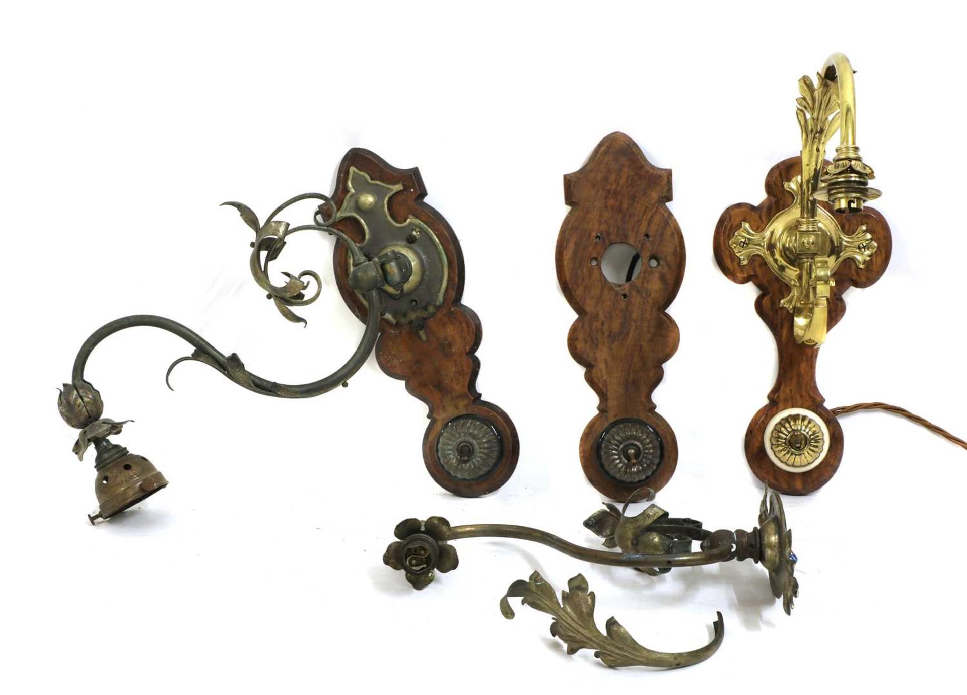 Three Aesthetic period brass wall lights, - Image 2 of 2