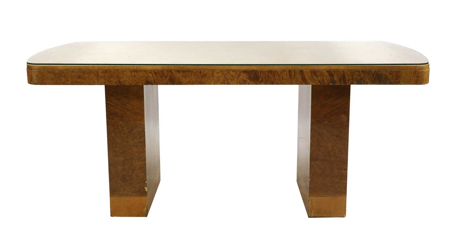 An Art Deco burr maple dining table, - Image 2 of 5