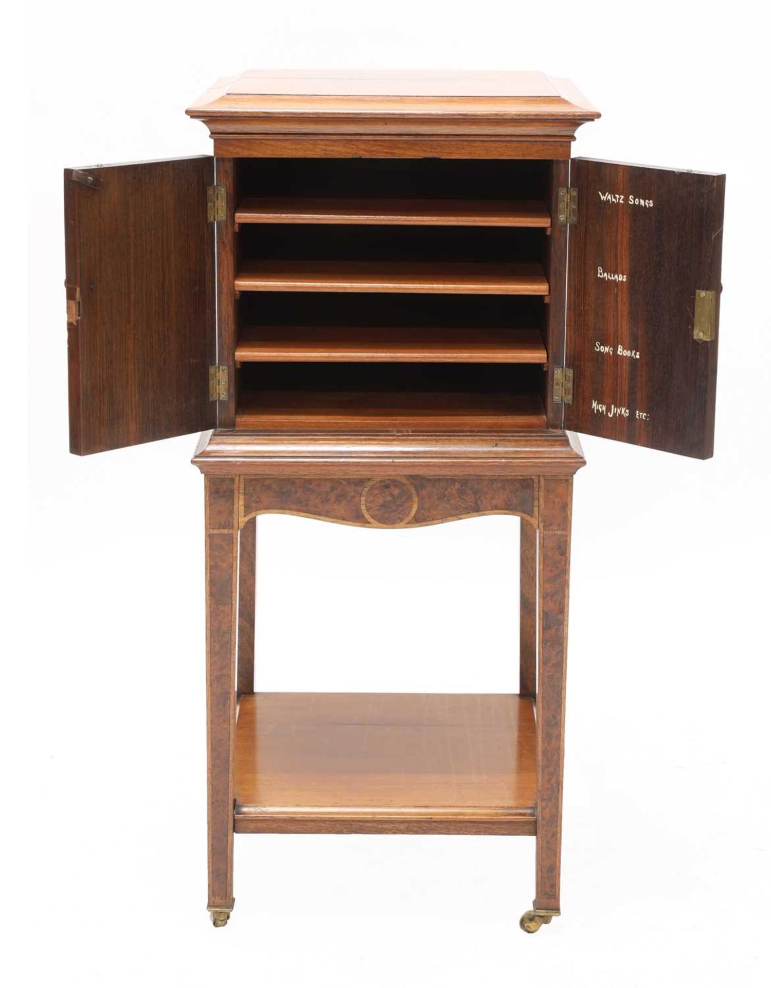 A Scottish Arts and Crafts walnut, oak and burrwood cabinet, - Image 2 of 4