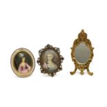 A miniature painting of a lady in gilt frame,