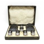 A cased set of Shelley England noir coffee cups and saucers