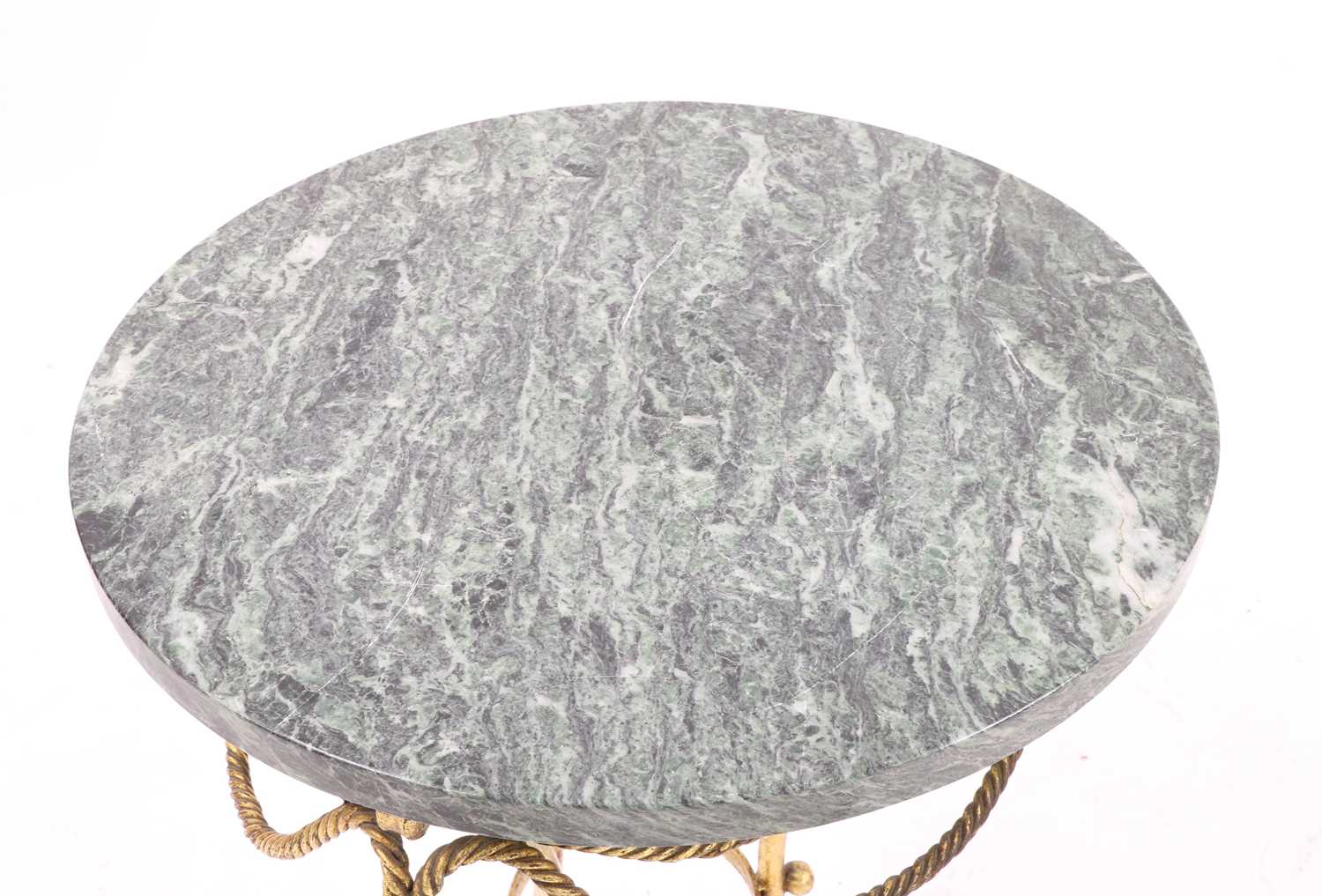 A modern gilt metal and serpentine marble tripod occasional table, - Image 2 of 2