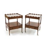 A pair of Regency style mahogany bedside tables,