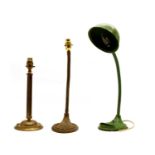A green painted mid-century table lamp,
