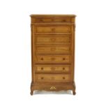 A French walnut and parcel gilt secretaire abattant