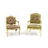 Two Louis XV style fauteil,