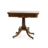 George IV mahogany and crossbanded card table,