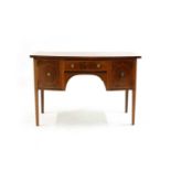 A Regency bow fronted mahogany and crossbanded serving table,