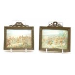 A pair of miniature battle scenes,