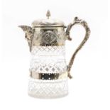 A good late Victorian silver plated and cut glass lemonade jug