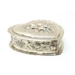 A late 19th century continental heart shaped 800 standard silver box