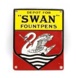 A modern enamel advertising sign, Swan Fountain Pens