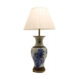 A modern Chinese blue and white vase lamp,