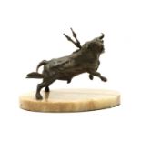 A bronze model of a Spanish fighting a bull,