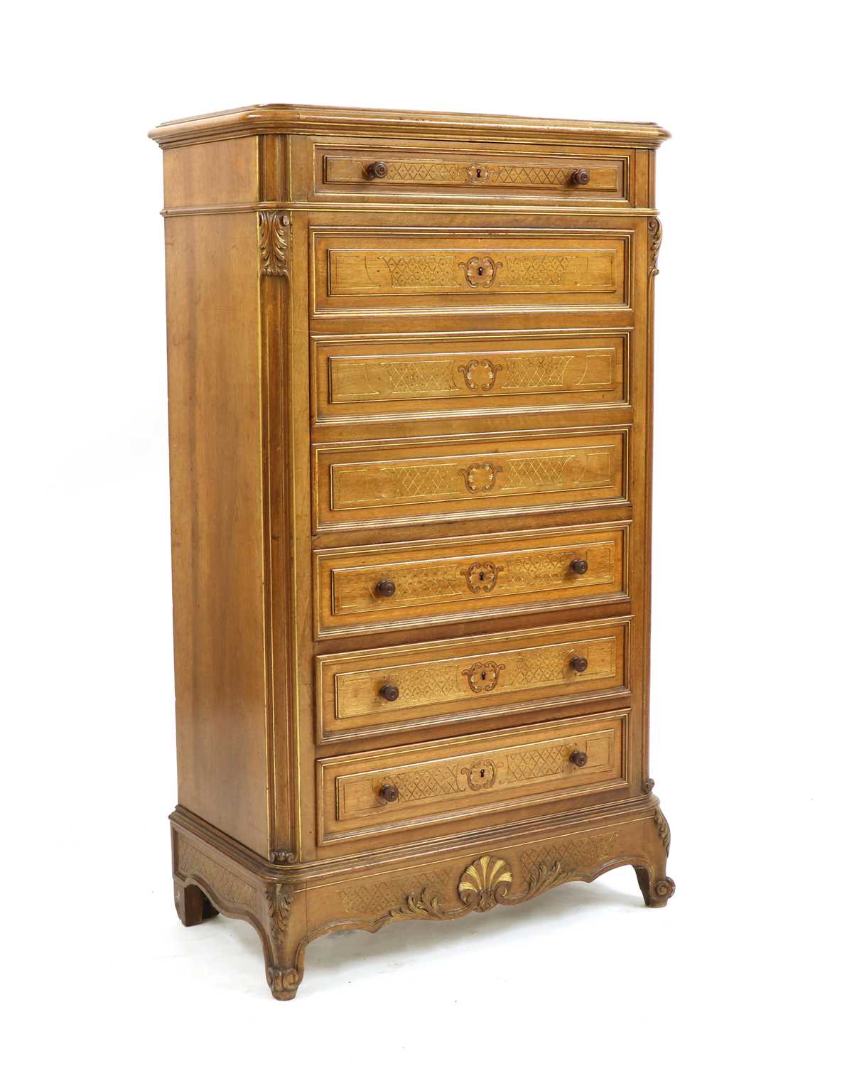 A French walnut and parcel gilt secretaire abattant - Image 4 of 4