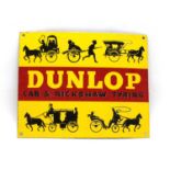 A modern enamel advertising sign, Dunlop Cab and Rickshaw Tyring,