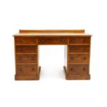 A Victorian walnut pedestal desk,