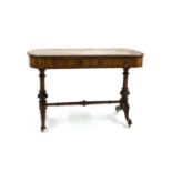 A Victorian walnut and inlaid stretcher table,