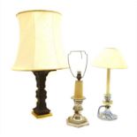 A bronze table lamp,