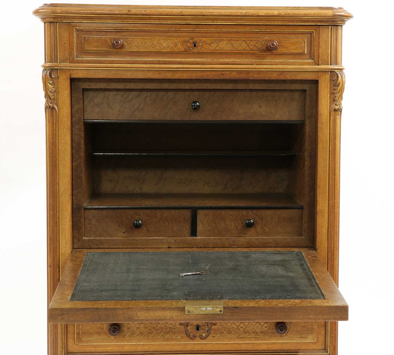 A French walnut and parcel gilt secretaire abattant - Image 2 of 4