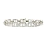 A 9ct white gold diamond set bracelet,