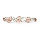 A 9ct white gold rutilated quartz bracelet,