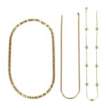 A 9ct gold undulating herringbone link chain,