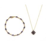 A 9ct gold iolite bracelet,