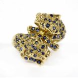 A 9ct gold sapphire panther ring,