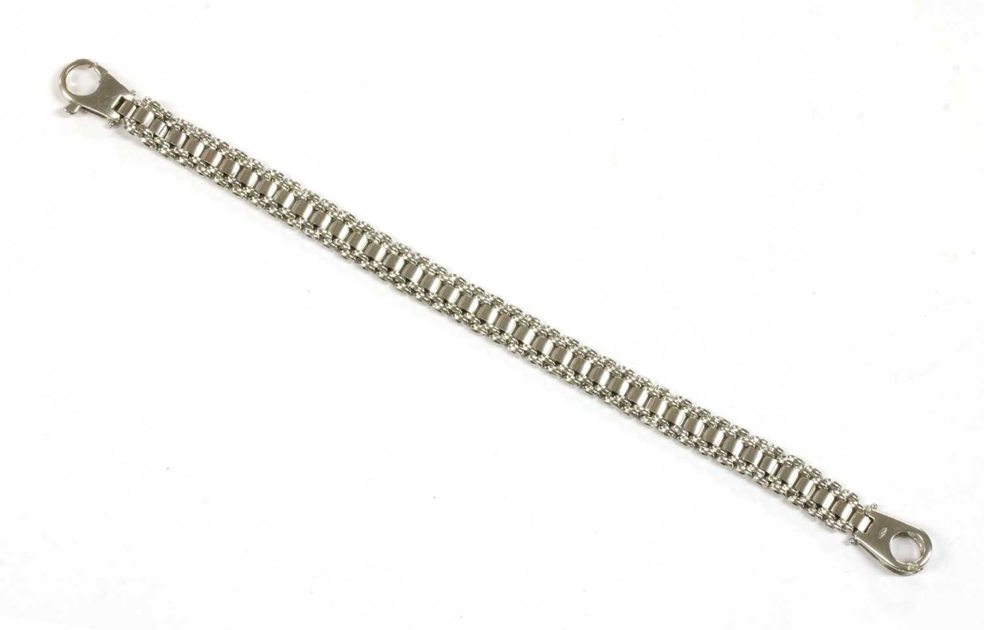 A 9ct white gold panther link bracelet,