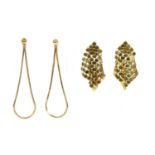 A pair of 9ct rose gold drop earrings,
