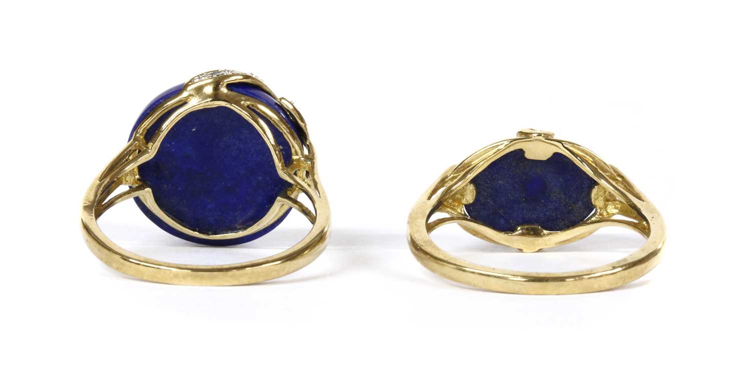 A 9ct gold single stone lapis lazuli ring, - Image 2 of 2