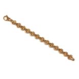 A 9ct rose gold hollow knot link bracelet,