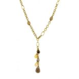 An 18ct gold hollow trace and gemstone 'Y' necklace,