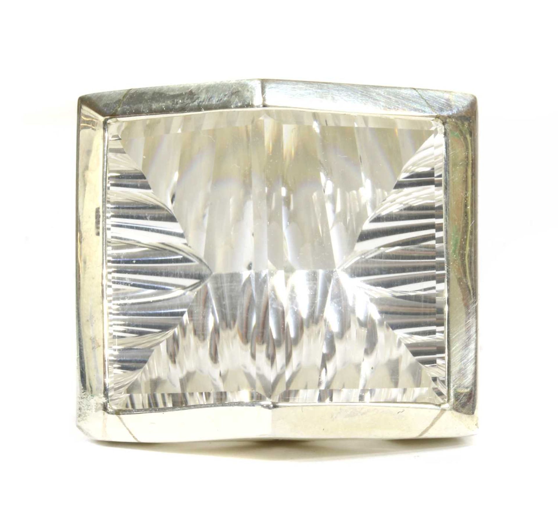 A silver single stone rock crystal quartz ring, - Image 2 of 3
