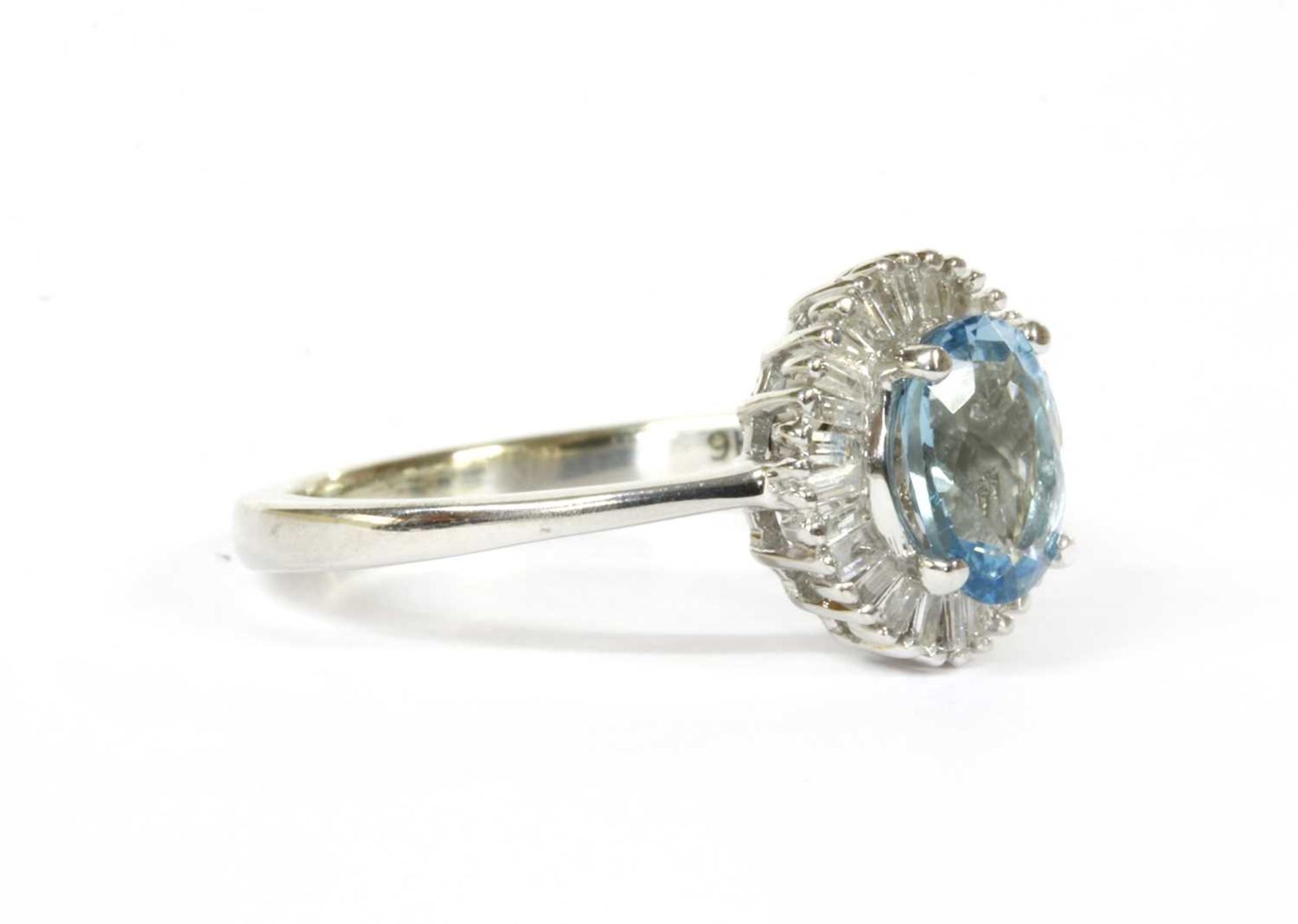 A white gold aquamarine and diamond cluster ring, - Image 3 of 3