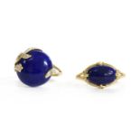A 9ct gold single stone lapis lazuli ring,