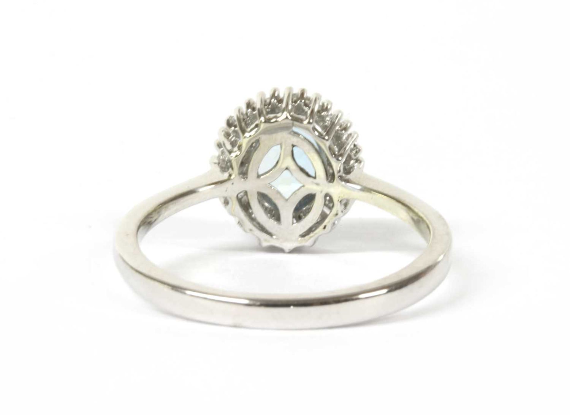 A white gold aquamarine and diamond cluster ring, - Image 2 of 3