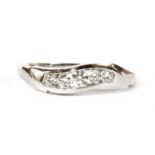 An 18ct white gold five stone diamond ring,