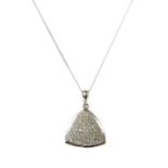 A white gold diamond pendant,