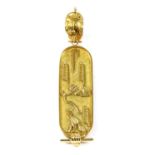 A gold Egyptian cartouche pendant,