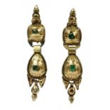 A pair of 19th century Spanish Catalan emerald drop earrings,