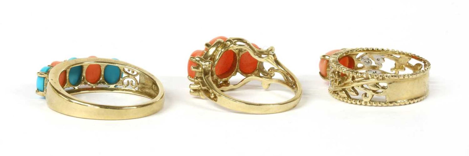 Three 9ct gold rings, - Image 2 of 2