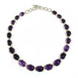 A sterling silver amethyst necklace,