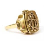 A gold mechanical watch ring,