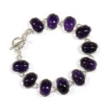 A silver amethyst bracelet,