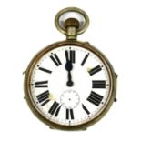 A metal Goliath pin set open-faced pocket watch,