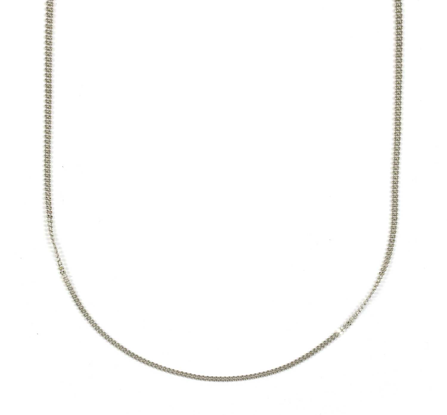 A platinum two row faceted bead necklace,