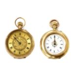 A gold pin set open-faced fob watch,