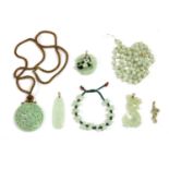 A quantity of jade jewellery,